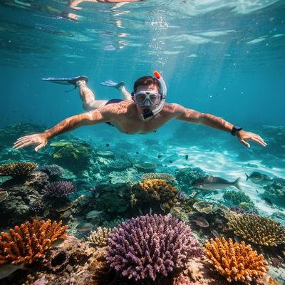 Snorkeling above a Maldives coral reef