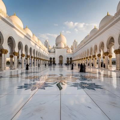 Abu Dhabi Sheikh Zayed Grand Mosque courtyard